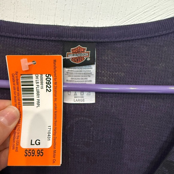 Harley-Davidson Gray Long Sleeve Graphic Embellished Blouse - Picture 4 of 4